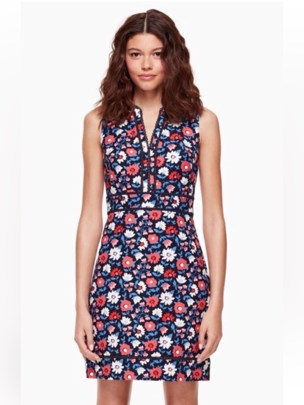 Kate Spade Shore Thing Daisy Jacquard Navy Blue Sheath Dress Size 0 $328 - Picture 2 of 12